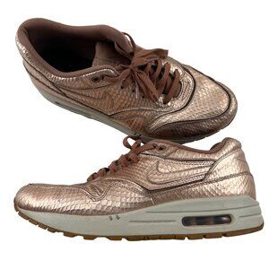 Nike Air Max‎ 1 Womens Size 10 Metallic Rose Gold Snake Print Sneakers